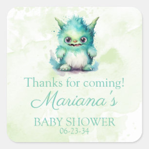Halloween Little Monster Boy Baby Shower Square Sticker