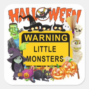 Halloween, Little Monsters Square Sticker