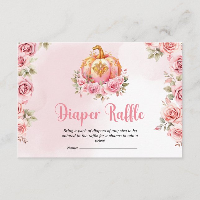 Halloween Little Pumpkin Baby Shower Diaper Raffle Enclosure Card (Front)