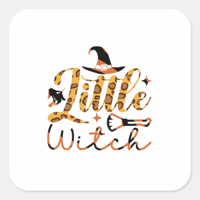 Halloween Little Witch Birthday Square Sticker (Front)