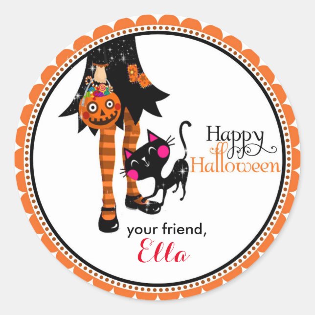 Halloween Little Witch goodie bag favour stickers (Front)