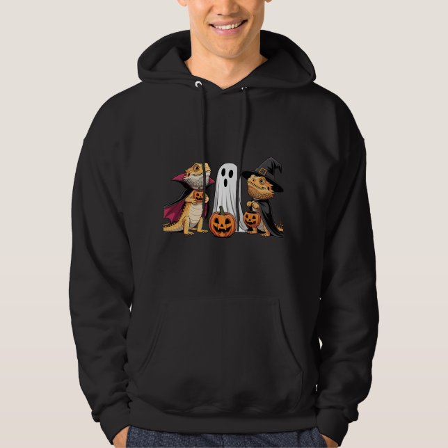 Halloween Lizard Trio in Costumes Hoodie (Front)