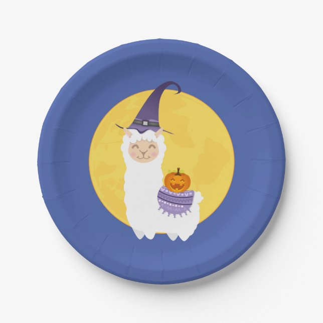 Halloween Llama Party Paper Plate (Front)