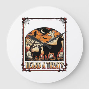 Halloween Llama Shirt Spooky Treat Graveyard Art_1 Large Clock
