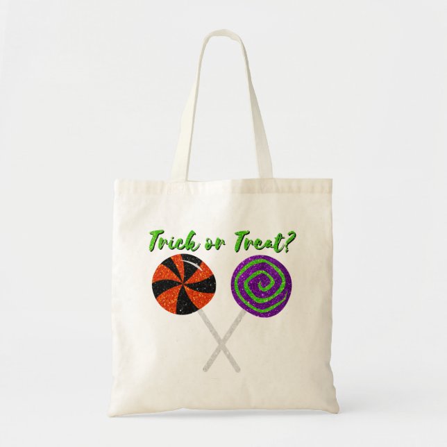 Halloween Lollipops Trick Or Treat Glitter Tote Bag (Front)