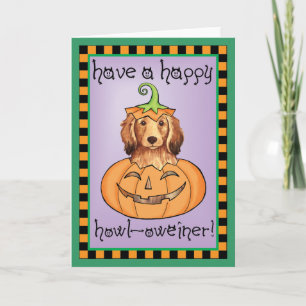 Halloween Longhaired Dachshund Card