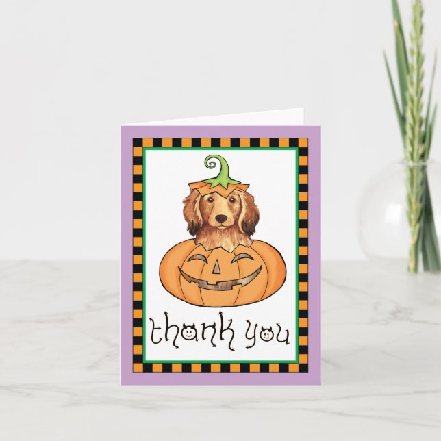 Halloween Longhaired Dachshund Thank You (Front)