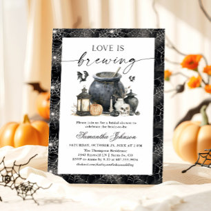 Halloween Love Is Brewing Bridal Shower Invitation