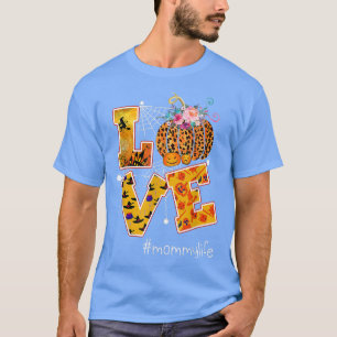 Halloween Love Mummy Pumpkin Leopard Floral Costum T-Shirt