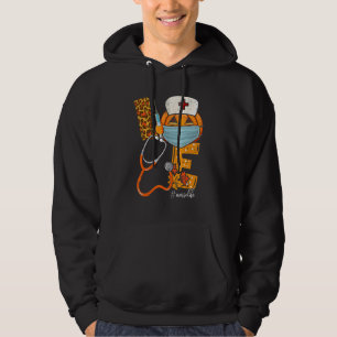 Halloween Love Nurse Pumpkin Leopard Fall Thanksgi Hoodie