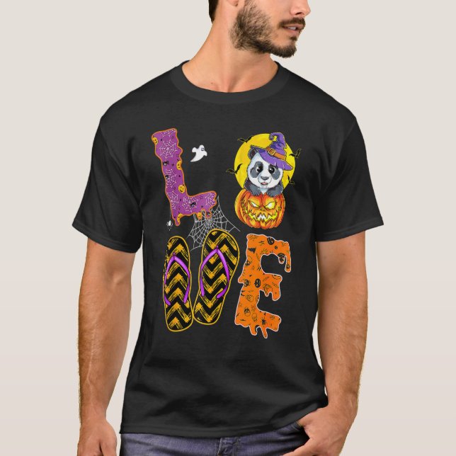 Halloween Love Panda Witch Hat Zookeeper T-Shirt (Front)