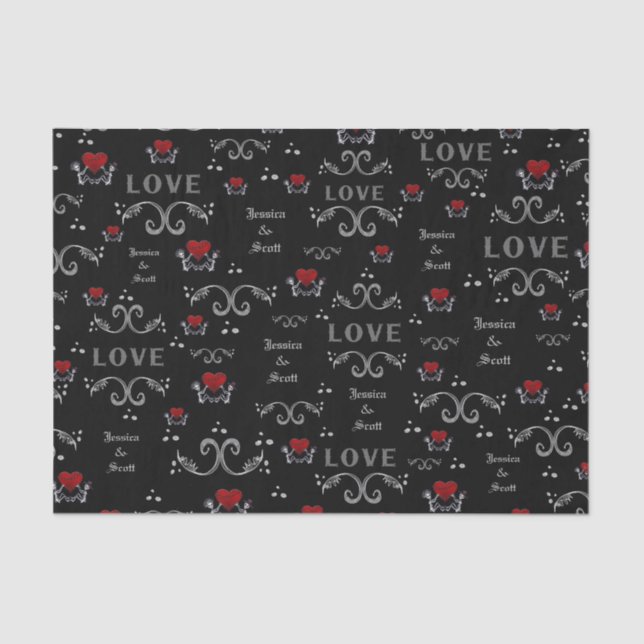 Halloween Love Skeletons Custom Names Tissue Paper (Front)