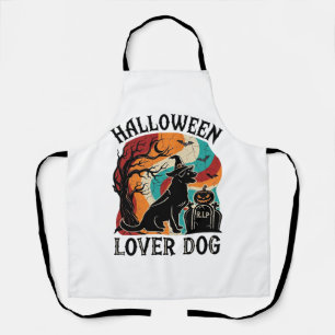 Halloween Lover Dog Witch Hat Pumpkin Tombstone_1 Apron