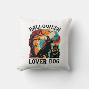 Halloween Lover Dog Witch Hat Pumpkin Tombstone_1 Cushion