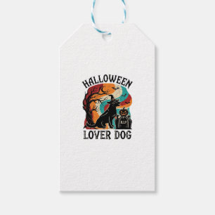 Halloween Lover Dog Witch Hat Pumpkin Tombstone_1 Gift Tags