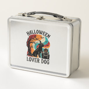 Halloween Lover Dog Witch Hat Pumpkin Tombstone_1 Metal Lunch Box
