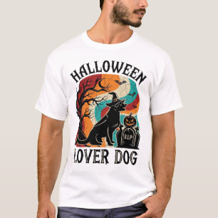 Halloween Lover Dog Witch Hat Pumpkin Tombstone_1 T-Shirt