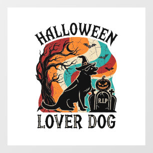 Halloween Lover Dog Witch Hat Pumpkin Tombstone_1 Window Cling