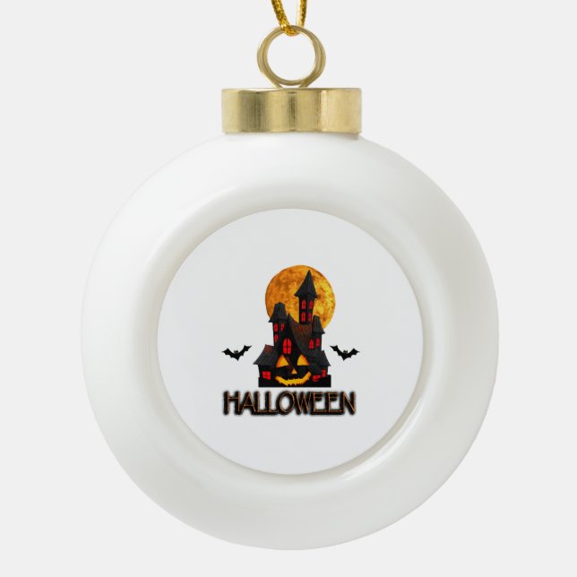 Halloween lover, funny halloween,Happy Halloween Ceramic Ball Christmas Ornament (Front)