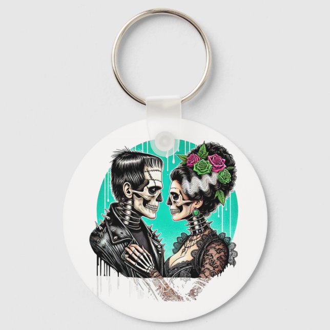 Halloween Lovers Frankenstein Skeleton For Men Wom Key Ring (Front)