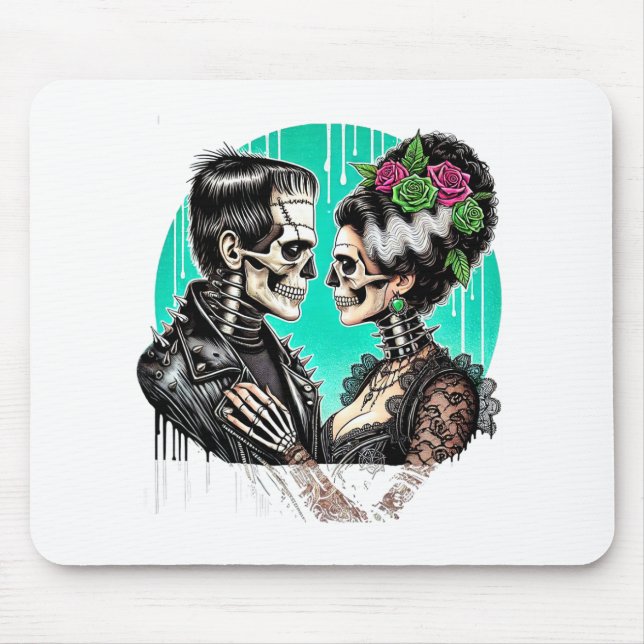Halloween Lovers Frankenstein Skeleton For Men Wom Mouse Mat (Front)