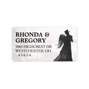Halloween Lovers Silhouette Matching Wedding Label