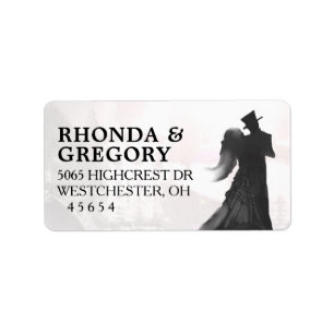 Halloween Lovers Silhouette Matching Wedding Label