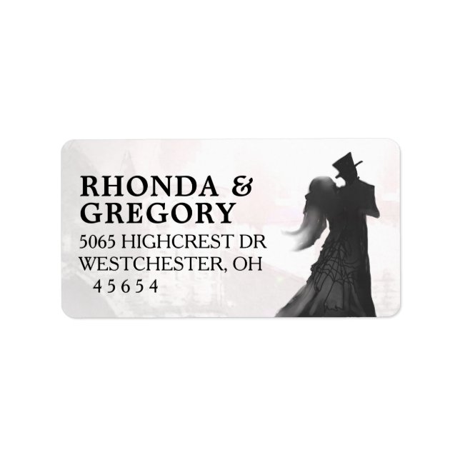Halloween Lovers Silhouette Matching Wedding Label (Front)