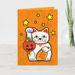 Halloween lucky cat card