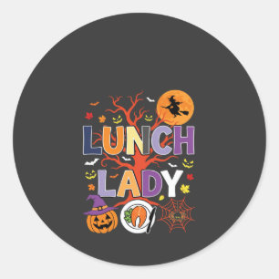 Halloween Lunch Lady Witch Kitchen Vector Classic Round Sticker