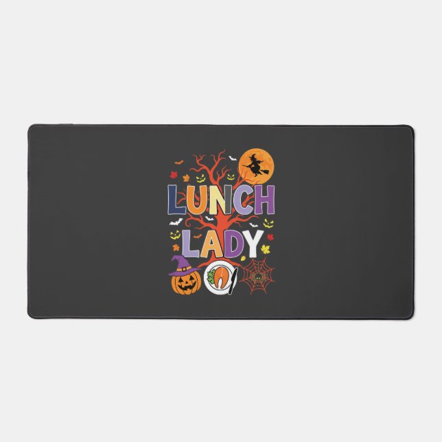 Halloween Lunch Lady Witch Kitchen Vector Desk Mat (Front)