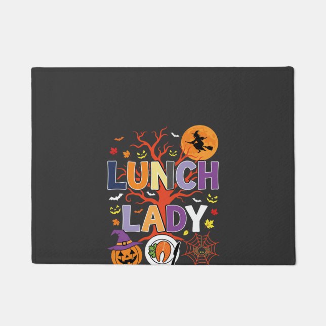 Halloween Lunch Lady Witch Kitchen Vector Doormat (Front)