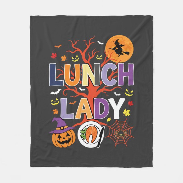 Halloween Lunch Lady Witch Kitchen Vector Fleece Blanket (Front)