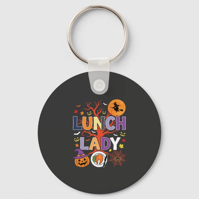 Halloween Lunch Lady Witch Kitchen Vector Key Ring (Front)