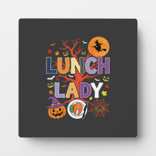 Halloween Lunch Lady Witch Kitchen Vector Plaque