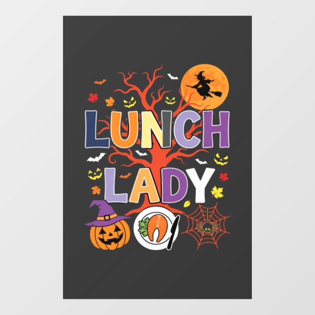 Halloween Lunch Lady Witch Kitchen Vector Window Cling (Sheet)