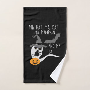Halloween Ma Hat Ma Cat Birthday Hand Towel