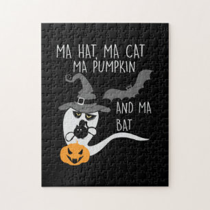 Halloween Ma Hat Ma Cat Birthday Jigsaw Puzzle