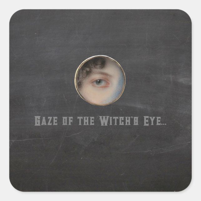 Halloween Macabre Creepy Witch Eye Square Sticker (Front)