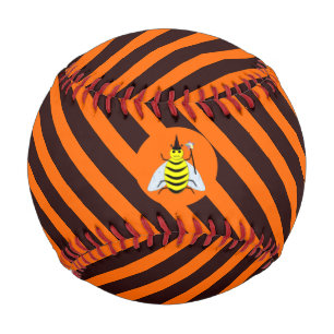Halloween Magic Bee Witch Orange and Black Stripes Baseball