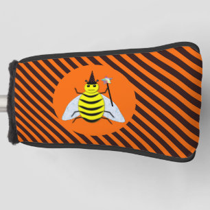 Halloween Magic bee Witch Orange and Black Stripes Golf Head Cover