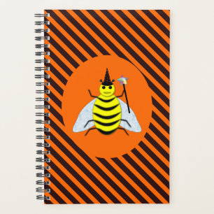 Halloween Magic Bee Witch Orange and Black Stripes Planner