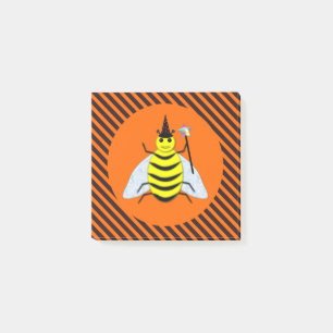 Halloween Magic Bee Witch Orange and Black Stripes Post-it Notes