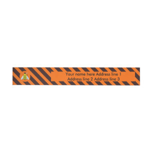 Halloween Magic Bee Witch Orange and Black Stripes Wrap Around Label