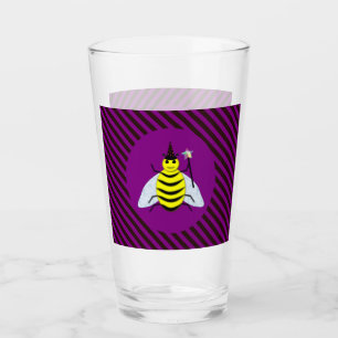 Halloween Magic Bee Wizard Purple and Black Stripe Glass