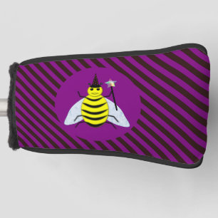 Halloween Magic Bee Wizard Purple and Black Stripe Golf Head Cover