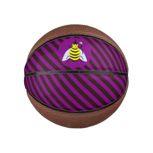 Halloween Magic Bee Wizard Purple and Black Stripe Mini Basketball