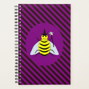 Halloween Magic Bee Wizard Purple and Black Stripe Planner