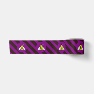 Halloween Magic Bee Wizard Purple and Black Stripe Satin Ribbon