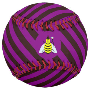 Halloween Magic Bee Wizard Purple and Black Stripe Softball